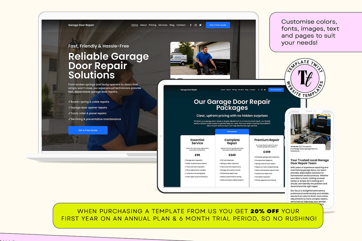 Garage Door Squarespace Website, a Squarespace Template by Template Twist Shop (Photo 7 of 9)