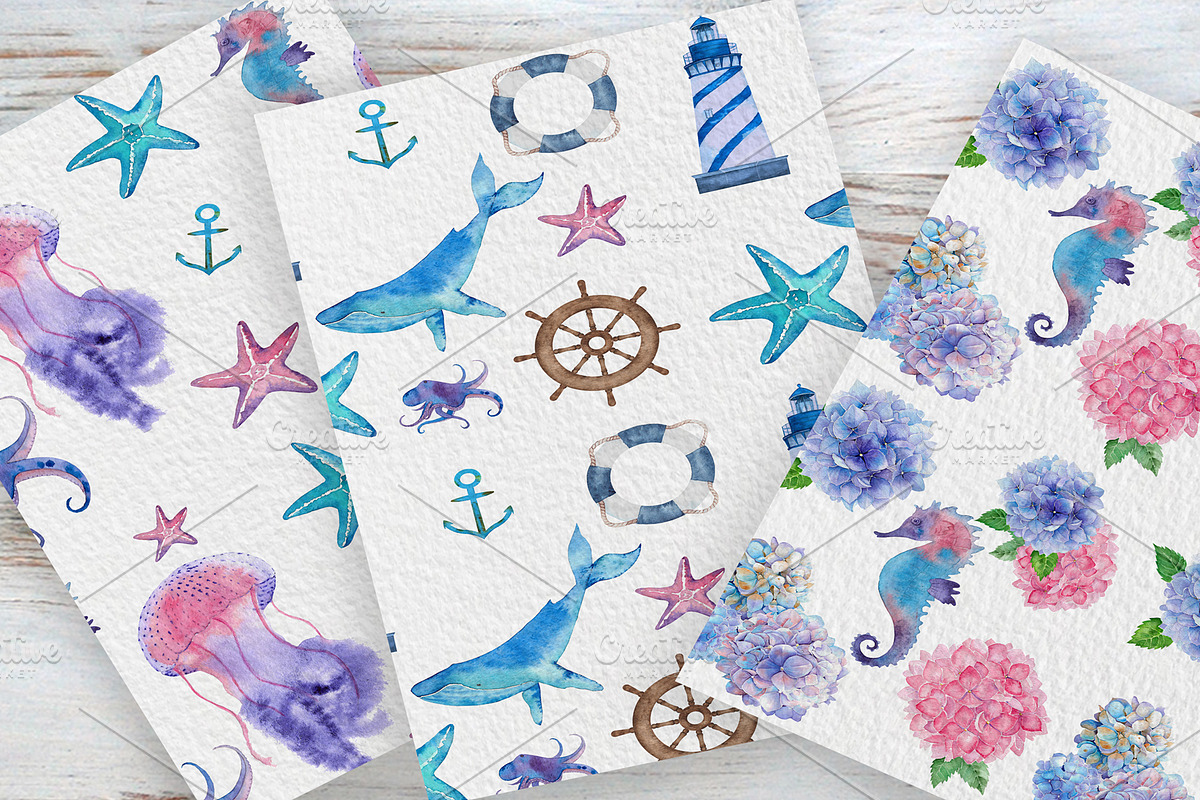 Watercolor nautical set, an Illustration by Pretty light (Photo 7 of 7)