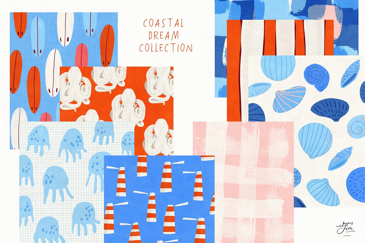 50 Coastal Handdrawn Backgrounds, a Background Graphic by PaperJamLab (Photo 2 of 17)