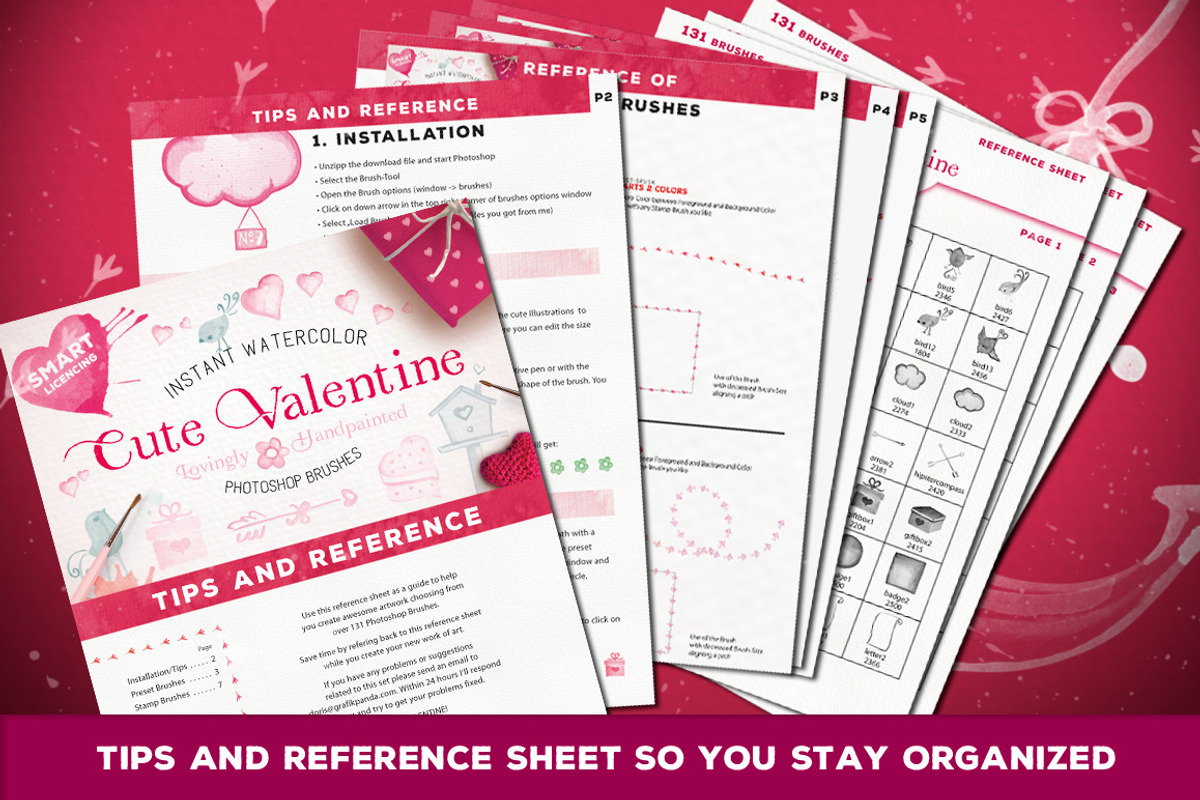 Cute Valentine Watercolor Brush Set preview 8