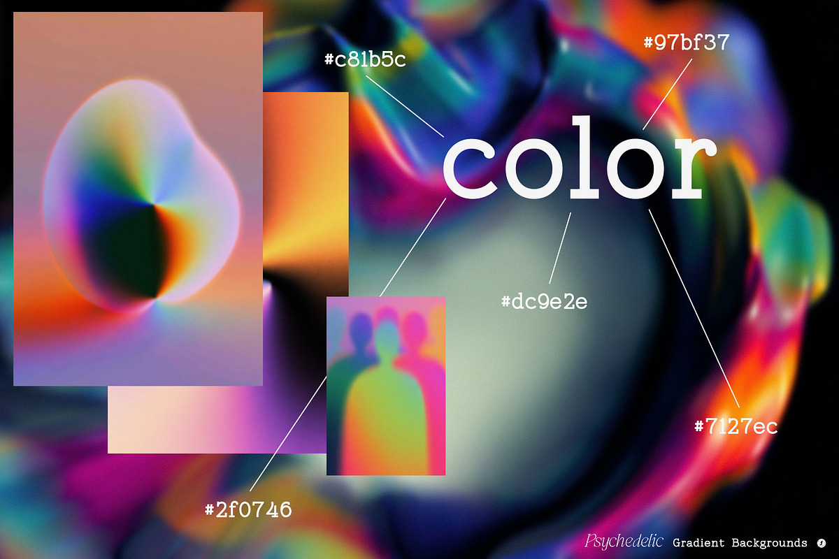 190 Psychedelic Gradient Backgrounds, a Background Graphic by ...