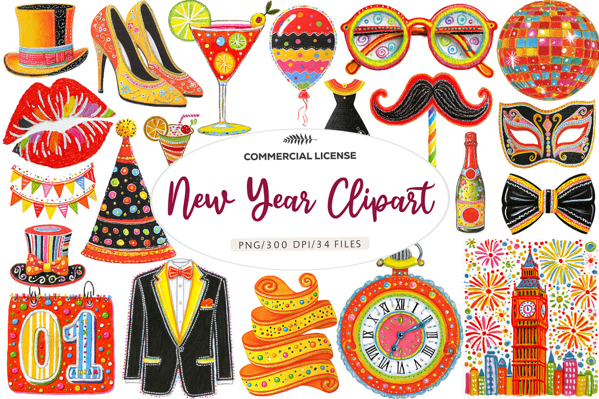 new year clipart, an Illustration by CreationArt (Photo 1 of 5)