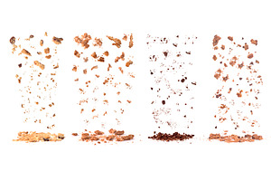Falling cookies crumbs set isolated