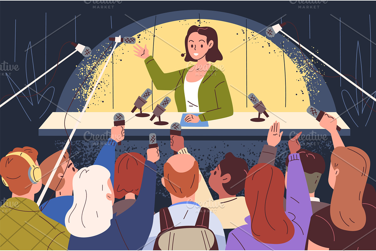 Politician press conference, a Person Illustration by Stock-Smart-Start