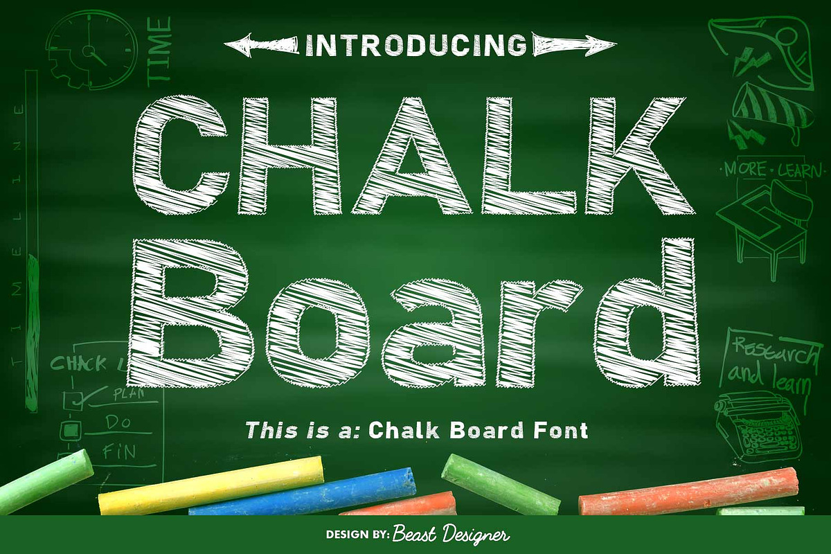 Chalk Board, a Font by Beast Designer (Photo 1 of 2)