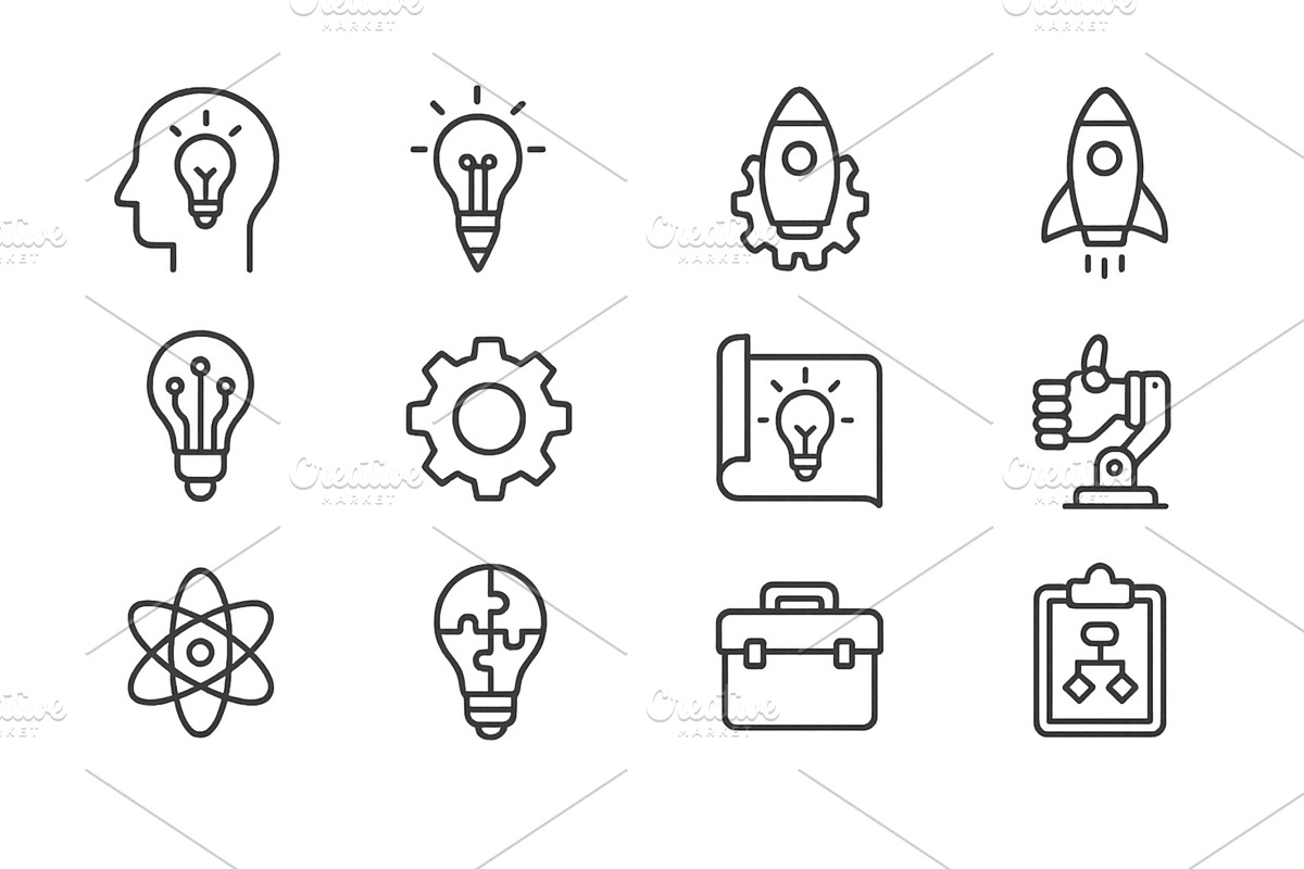 Creative ideas and innovation icons, an Illustration by ZinetroN