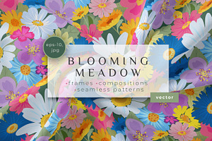 Blooming Meadow Vector Set