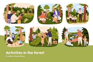 Families with kids in forest nature, a Person Illustration by Good Studio