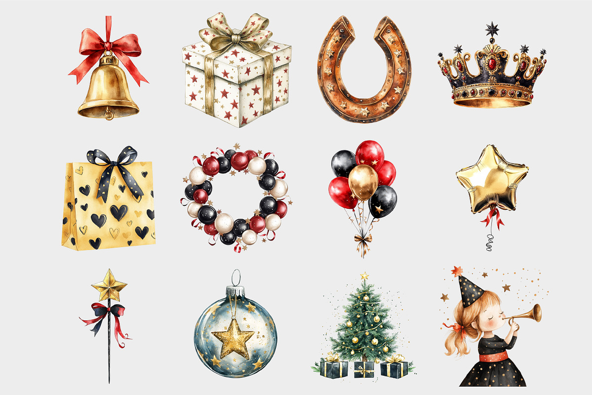 Kids New Year's Eve Clipart, a Seasonal Illustration by Design Market (Photo 5 of 5)