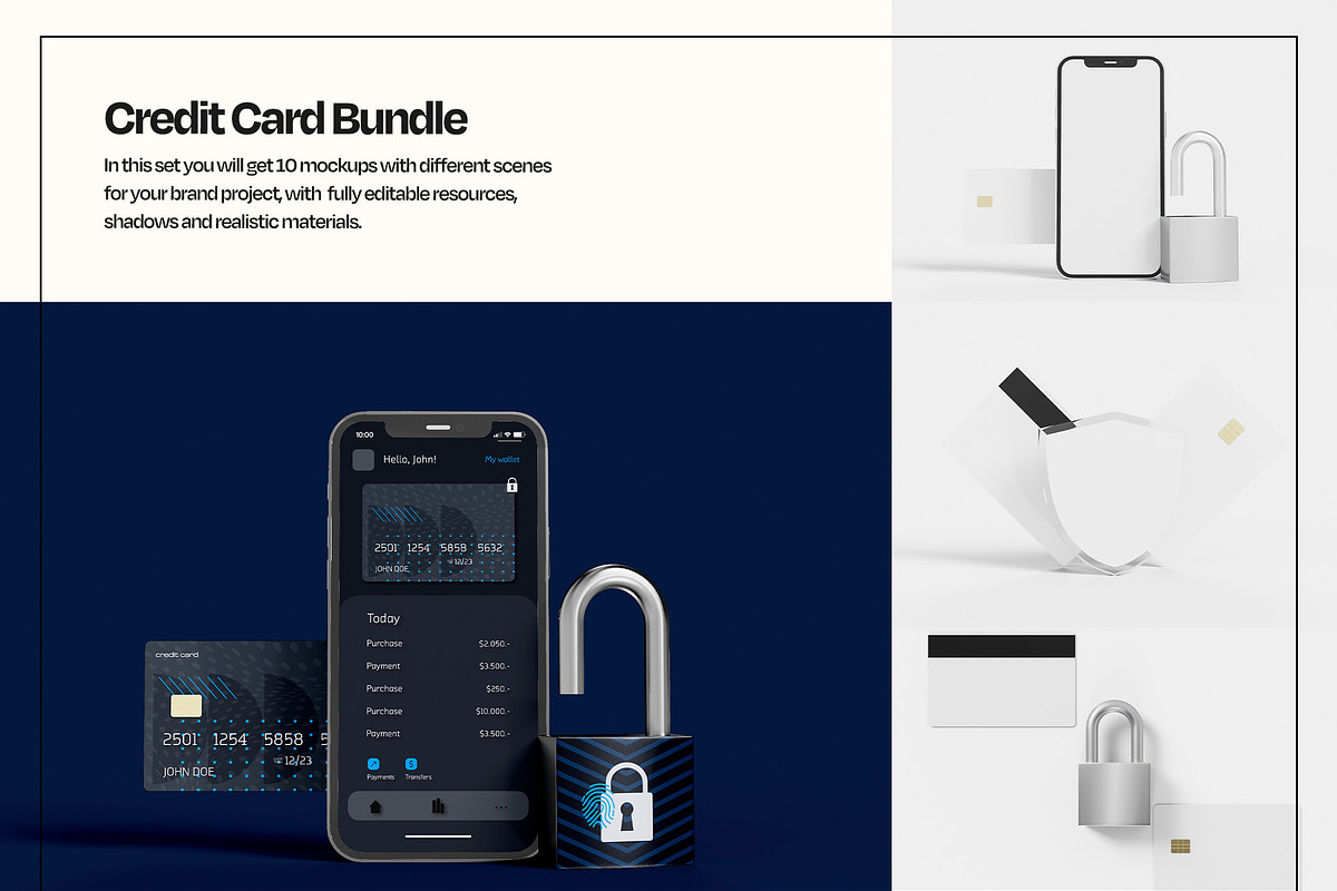 Credit Card & Banking App Mockup set, an iPhone Mockup by Mego-studio (Photo 3 of 11)