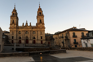 Historic Cathedral of Santa Maria at sunset in Lugo Galicia Spain, an Architecture Photo by Bepslabor