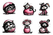 Whimsical Easter Cat Clipart, an Illustration by CreationArt (Thumbnail 2 of 7)
