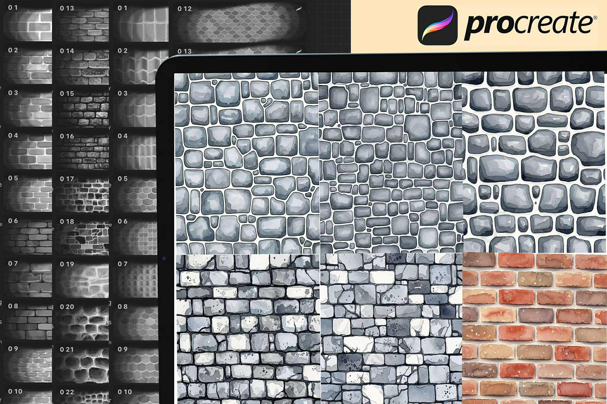 Watercolor Brick Wall ProcreateBrush, a Brush Add-On by DrawingStoryShop (Photo 3 of 6)