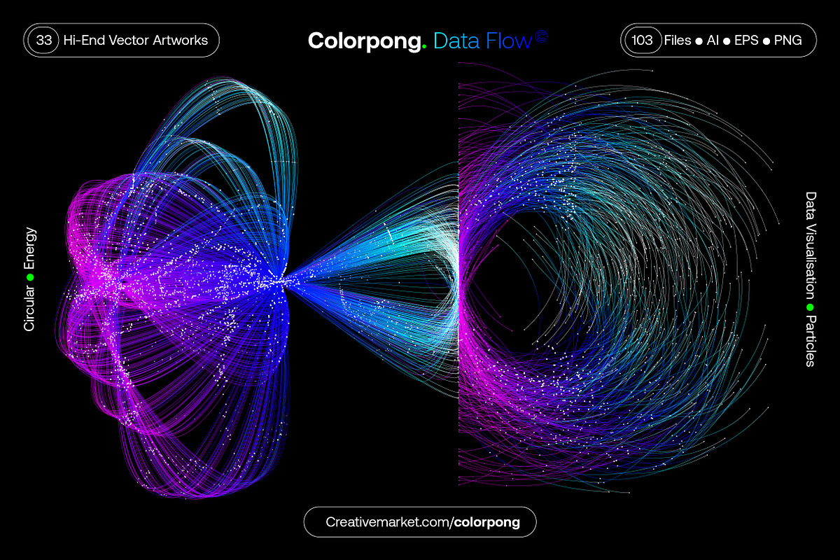 Data Flow - Vector Bundle, a Technology Illustration by Colorpong
