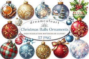 Christmas Balls Ornaments Clipart, an Illustration by DreamCafeArt