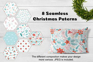 Christmas Floral Pattern & Elements