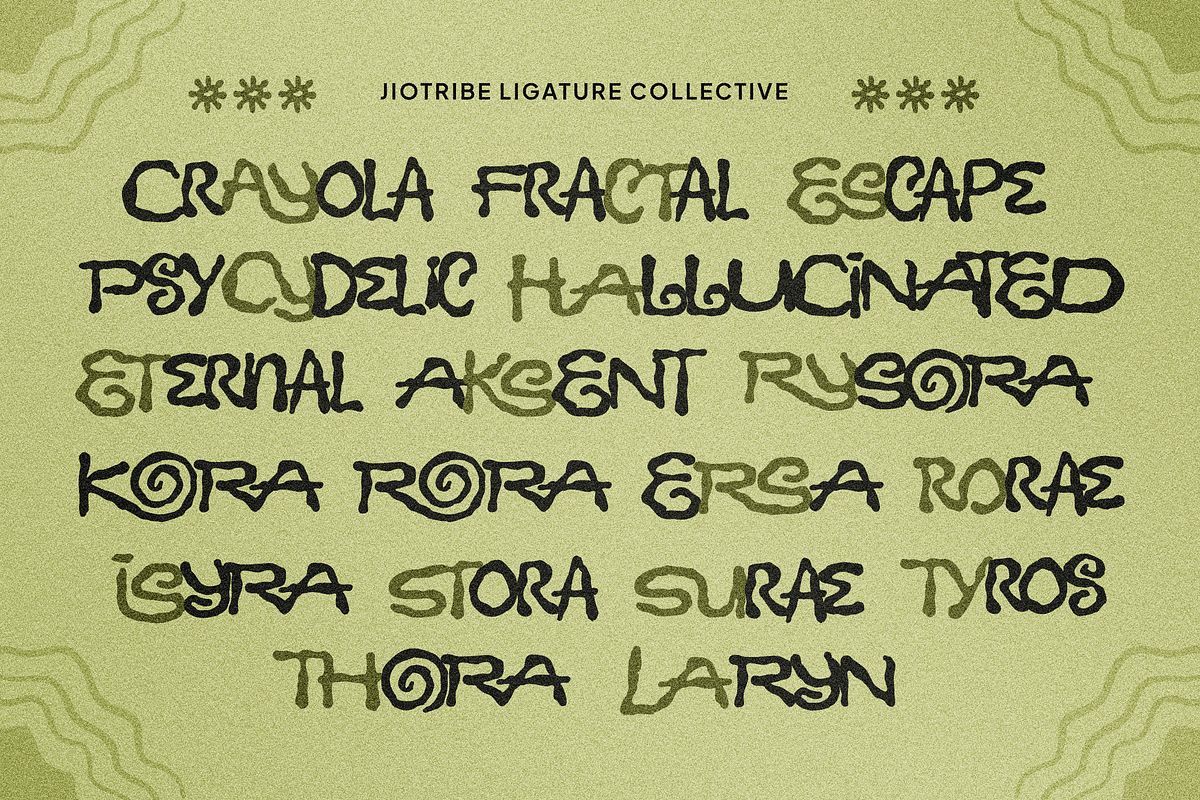 Jiotribe - Bohemian Psychedelic Font, a Sans Serif Font by Typia Nesia (Photo 2 of 12)