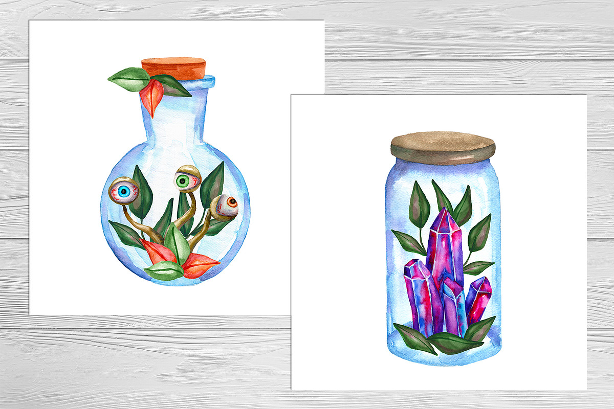 Magic plants and witch's terrariums, an Illustration by Olha's watercolor (Photo 4 of 8)