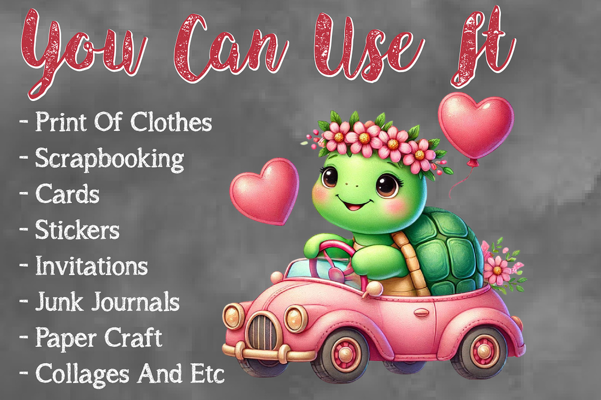 Valentine Cute Turtle Clipart Bundle, a Seasonal Illustration by Craft Nest (Photo 5 of 5)