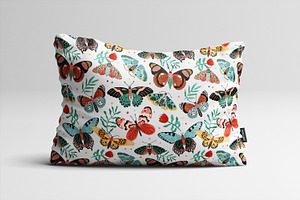 Butterflies Seamless Pattern Set