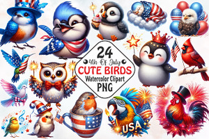 4th Of July Birds Sublimation Clipar, an Animal Illustration by RobertsArt