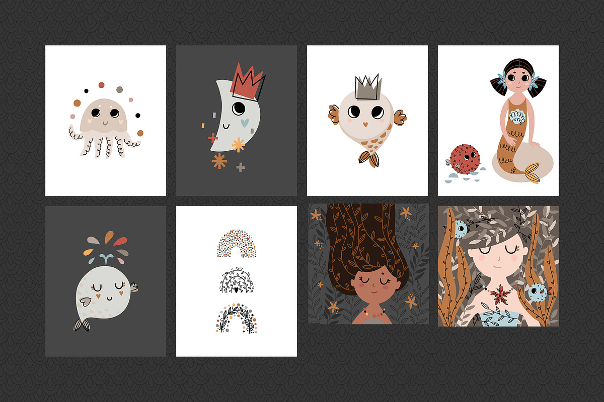 Mermaids baby illustrations, an Animal Illustration by OxanaTally (Photo 8 of 14)