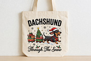 Dachshund Express Through the Snow, a Seasonal Illustration by CraftArtStudio (Thumbnail 2 of 4)