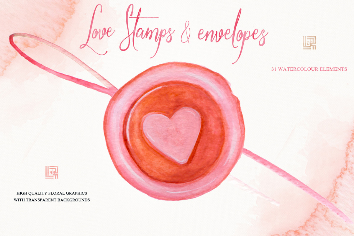 Love stamps, envelopes, a Texture Illustration by LABFcreations (Photo 5 of 7)