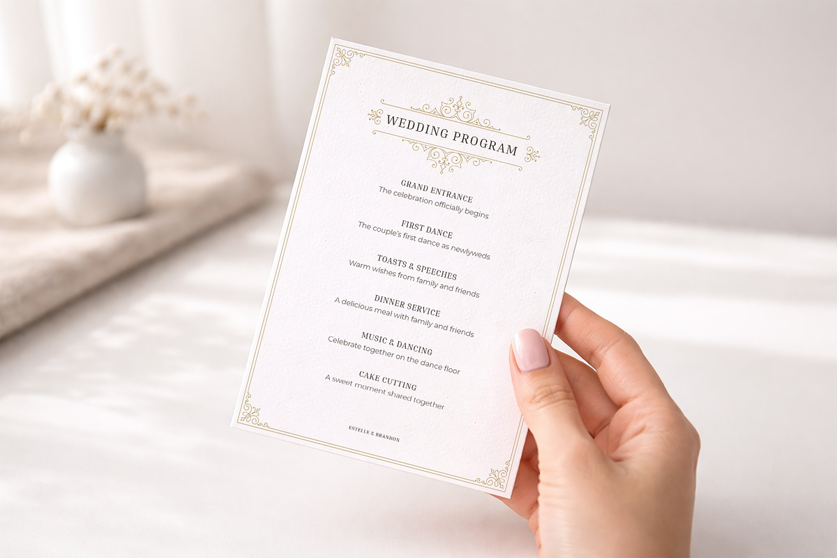 Vintage Wedding Program Template, a Stationery Template by Vasya Kobelev (Photo 5 of 7)