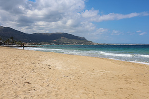 Beach View with Mountains, a Nature Photo by cassini_photography