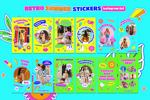 Retro Summer Stickers Instagram Set