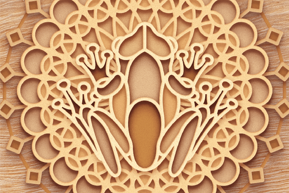 Frog 3D Mandala - SVG laser cut file, an Object Graphic by Arshad Ali (Photo 3 of 8)