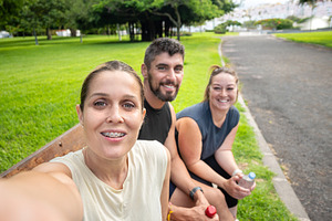 Happy fitness friends taking a selfie, a Food & Drink Photo by etorres69
