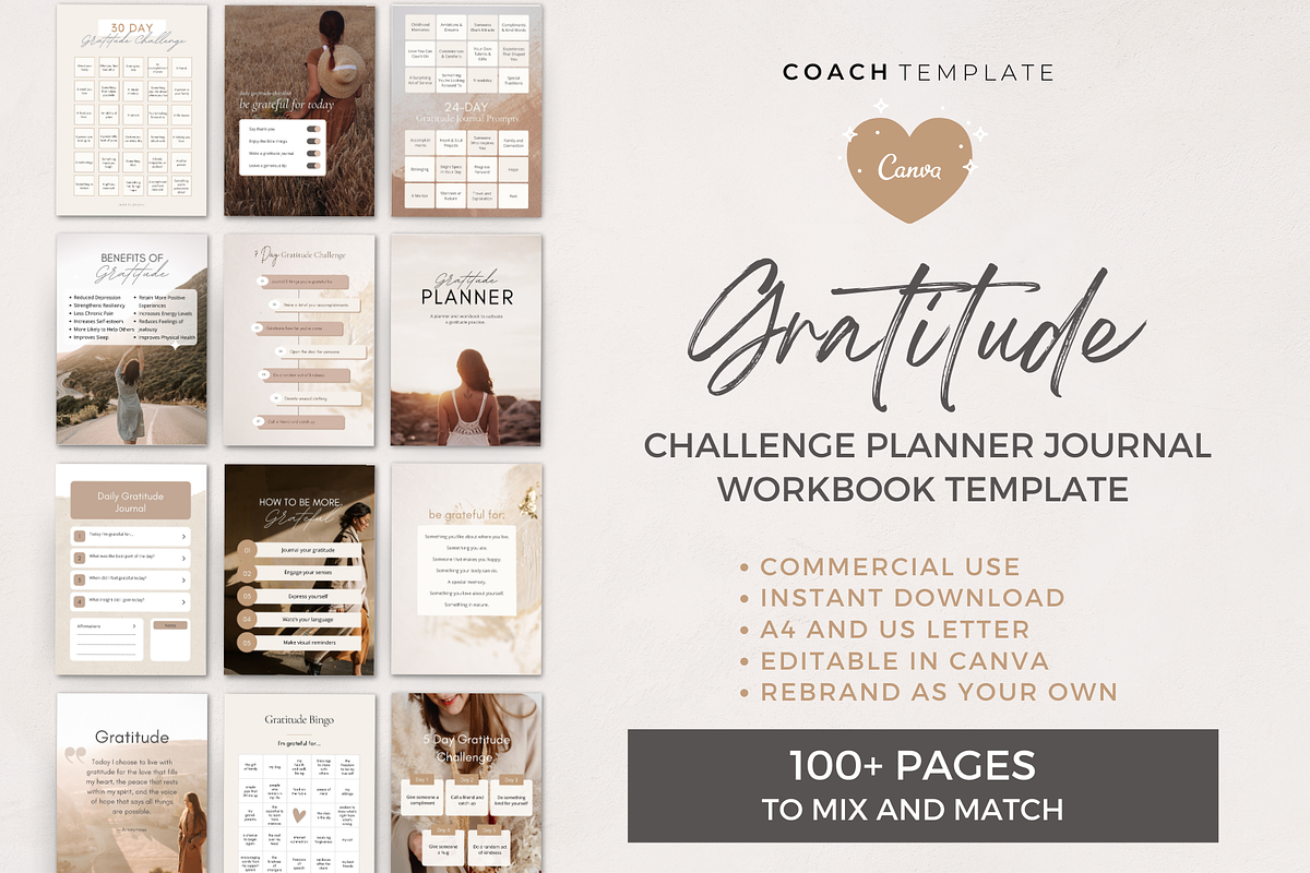 Gratitude Planner Journal Template, a Marketing Template by COACHTEMPLATE (Photo 1 of 11)