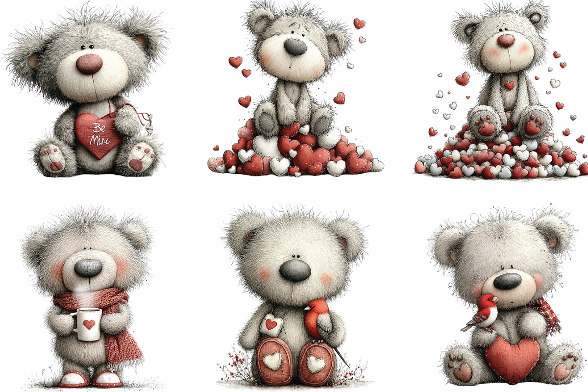 Whimsical Teddy Bear Valentine PNG, an Illustration by CraftArtStudio (Photo 3 of 6)