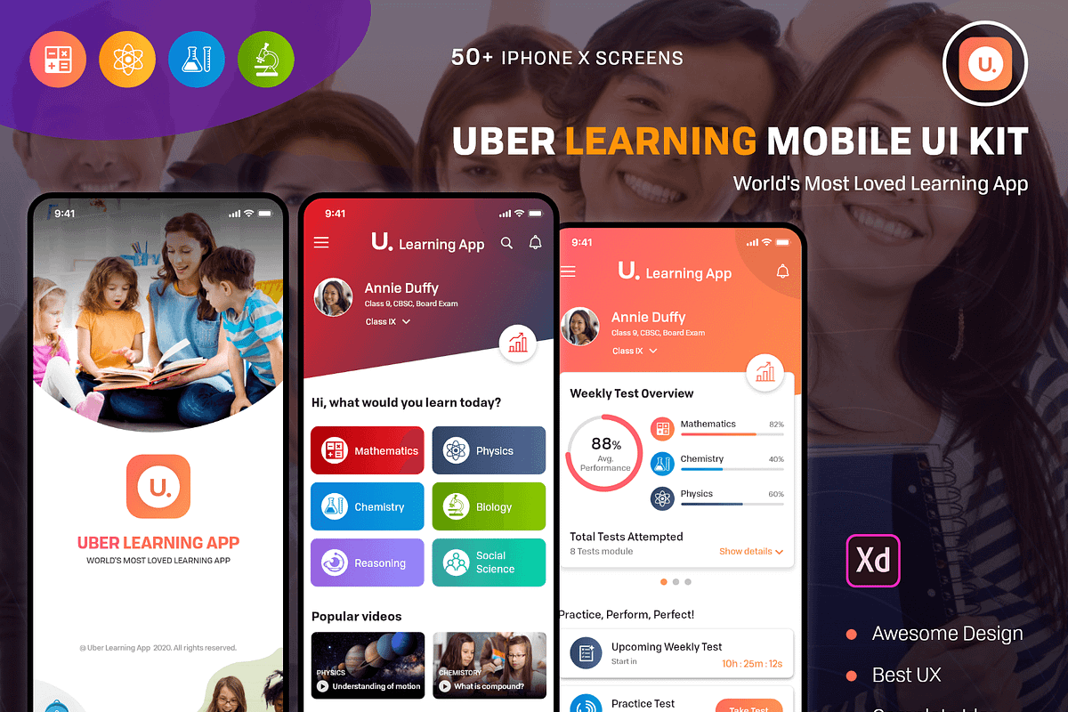 Uber Learning Mobile App, an App Template by UX Design Master (Photo 1 of 12)