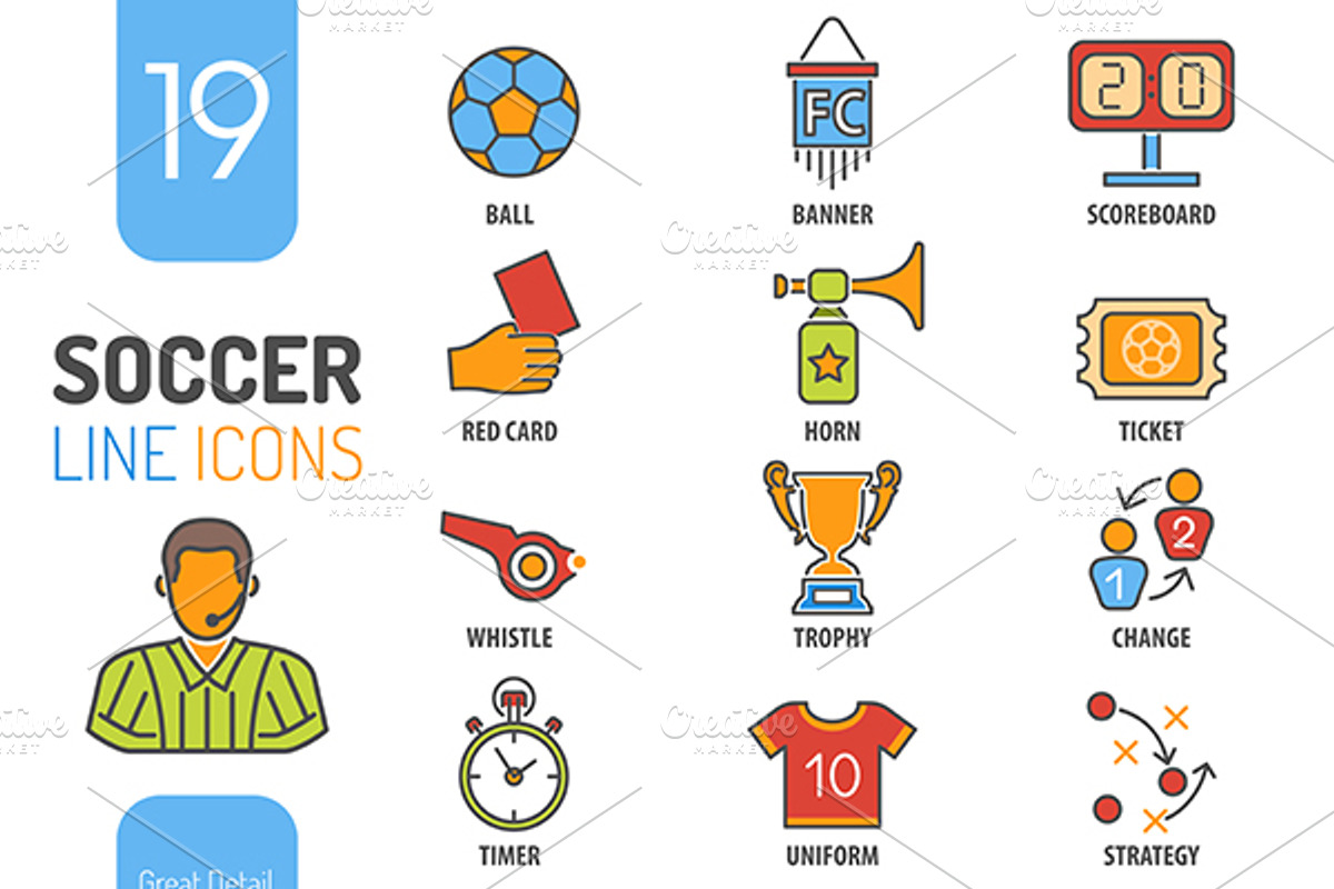 Soccer Icon Set, an Outline Icon by TAlex (Photo 6 of 6)