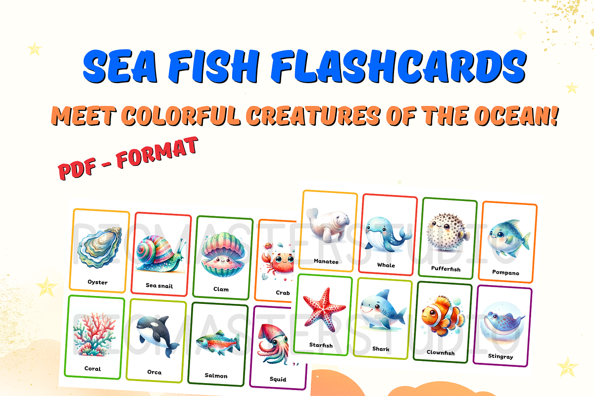 Sea Fish Flashcards for Kids: Dive i, an Animal Illustration by John_Walker