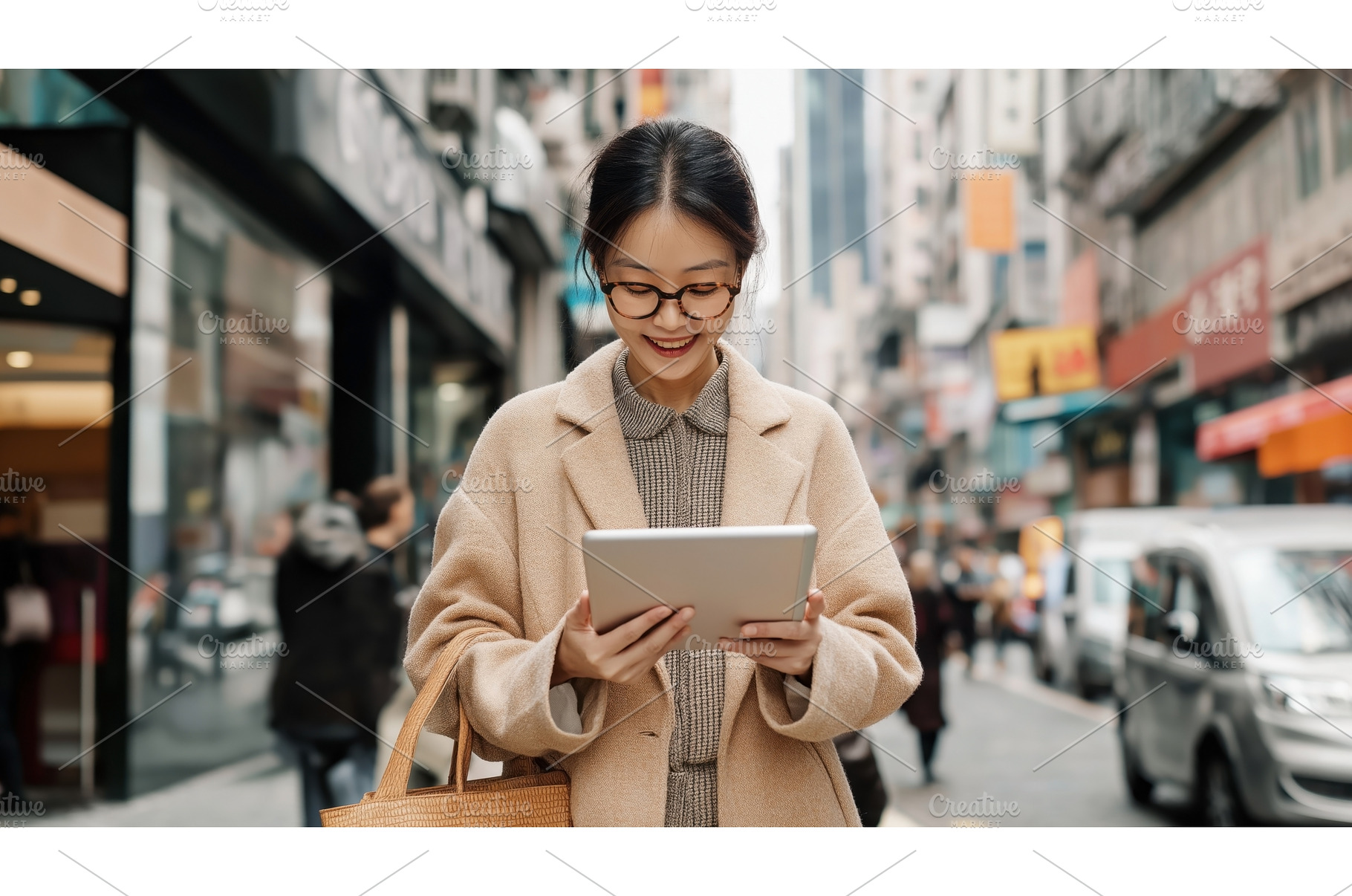 Asian woman using a digital tablet, a Person Photo by Sergey Kotenev