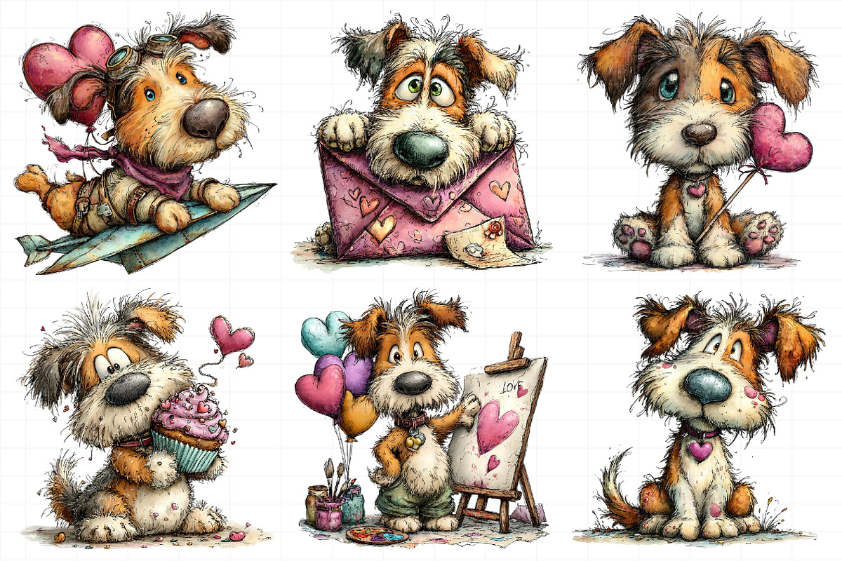 Whimsical Valentine Dog Clipart, an Illustration by Daily.Designs (Photo 6 of 7)
