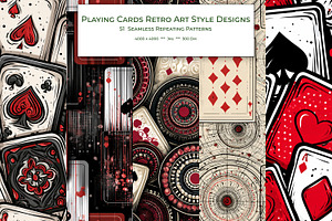 Playing Card Retro Art Style Pattern, a Pattern Graphic by karenfoleyphoto