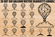 Hot Air Balloon Silhouette Bundle, an Object Illustration by Gaye Art (Thumbnail 1 of 31)
