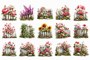 Watercolor Fence Flowers Clipart, an Illustration by Libby Wishes (Thumbnail 7 of 7)