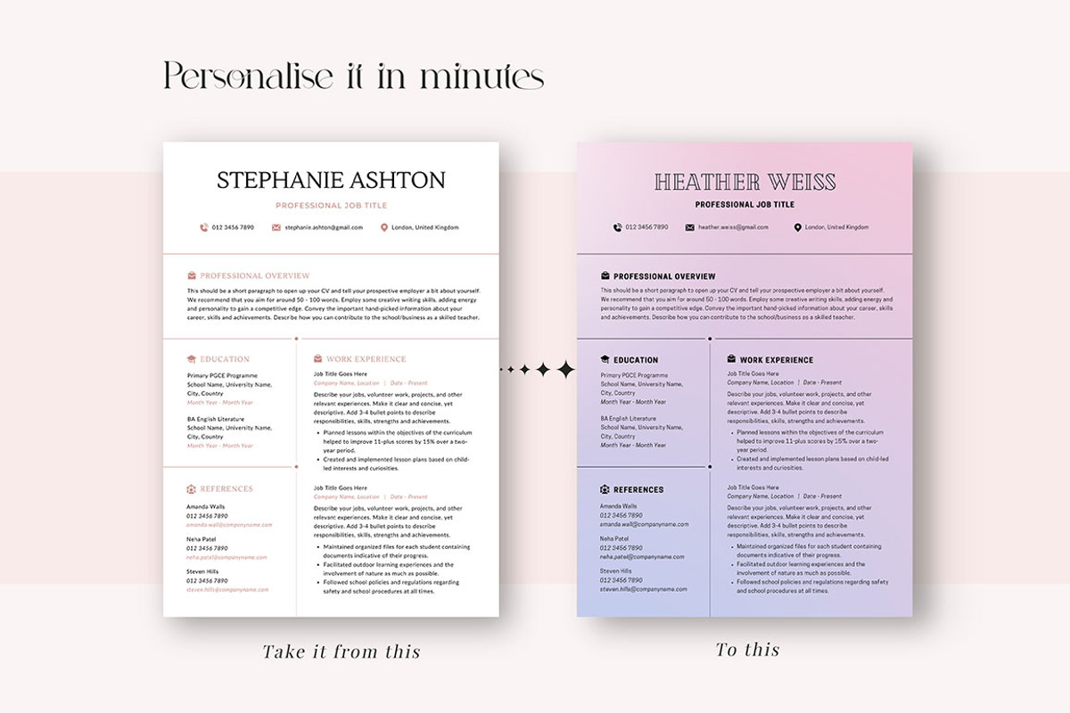 CANVA Resume Template / CV Set, a Resume Template by RWstudio (Photo 7 of 8)
