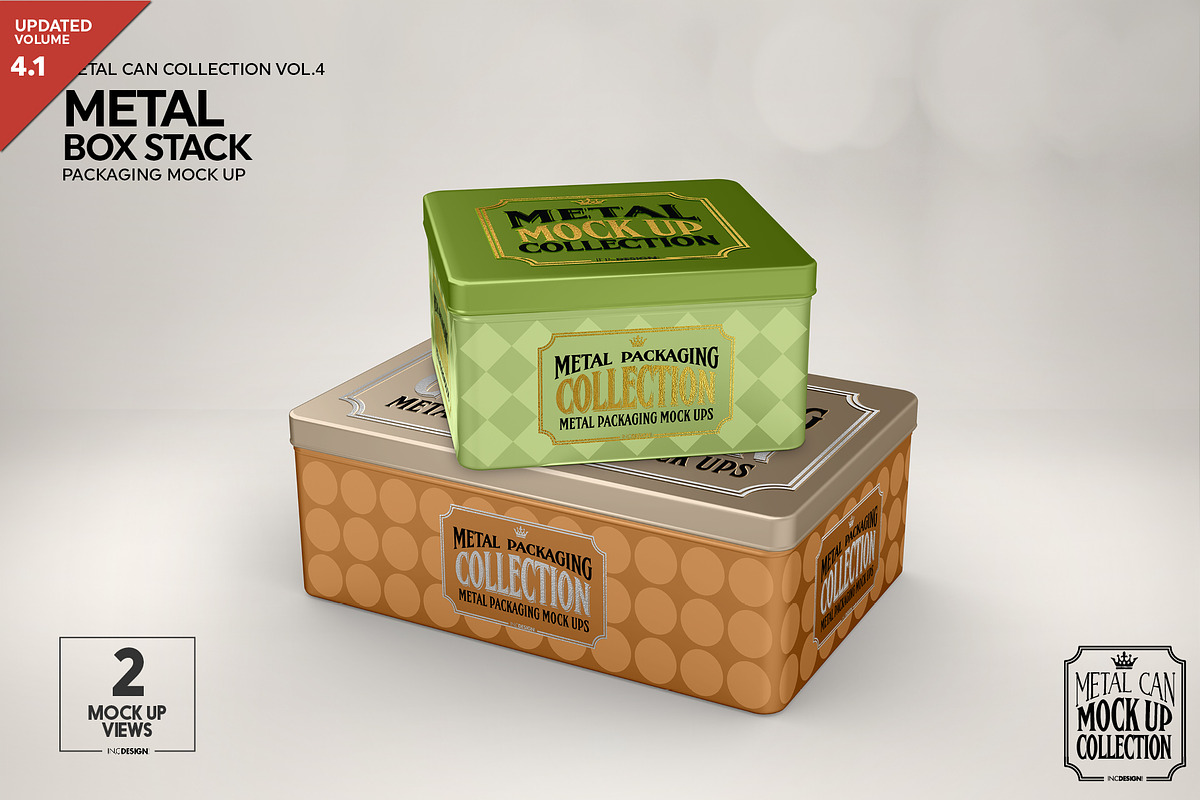 Metal Box Stack Packaging Mockup, a Cups & Container Mockup by INCDesign