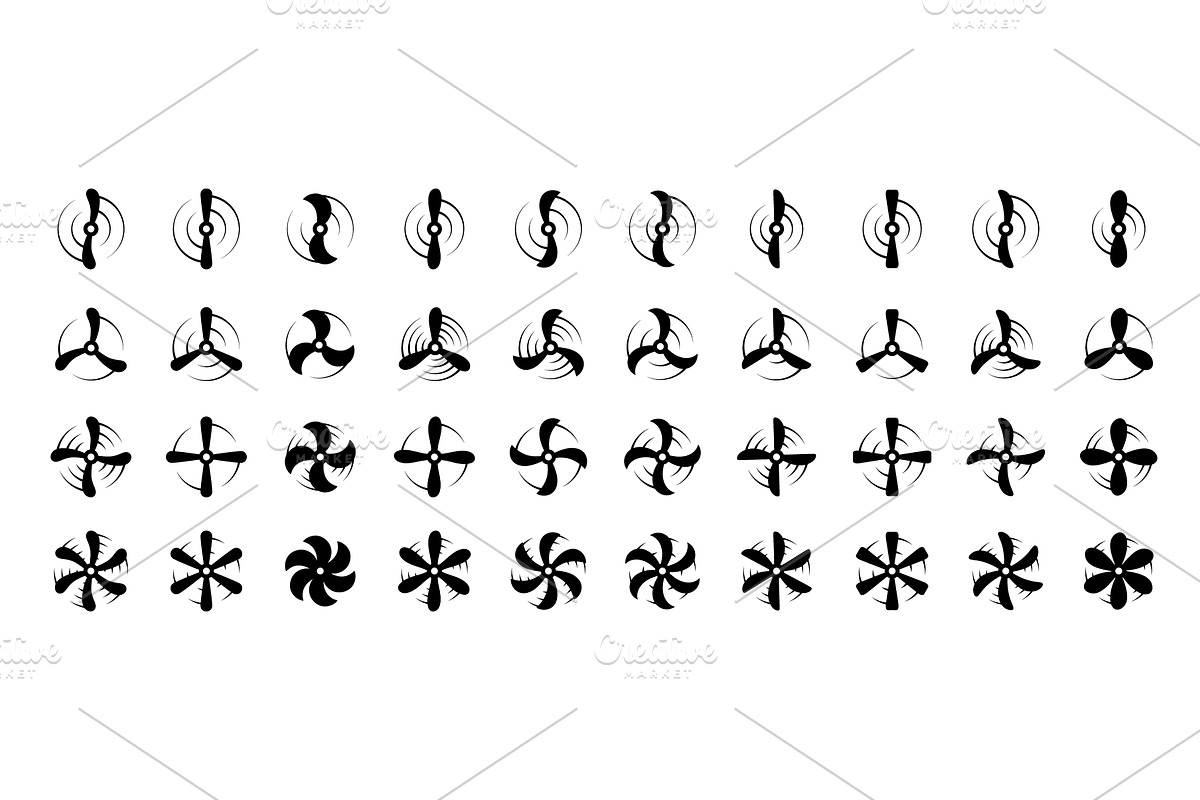 Airplane propeller icons. Minimal, a Transportation Illustration by GraphiShop