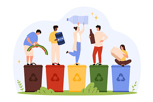 Sorting Waste Recycling Bins, an Object Illustration by Flashvector