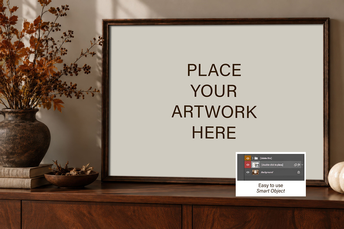 Autumn Horizontal Frame Mockup, a Household Mockup by AYAKA Studio Co. (Photo 2 of 5)