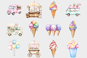 Watercolor Ice Cream Cart Clipart, a Seasonal Illustration by Design Market (Thumbnail 2 of 4)