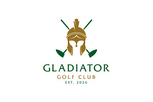Spartan Helmet and Golf Club Logo, a Branding & Logo Template by Buqancreative